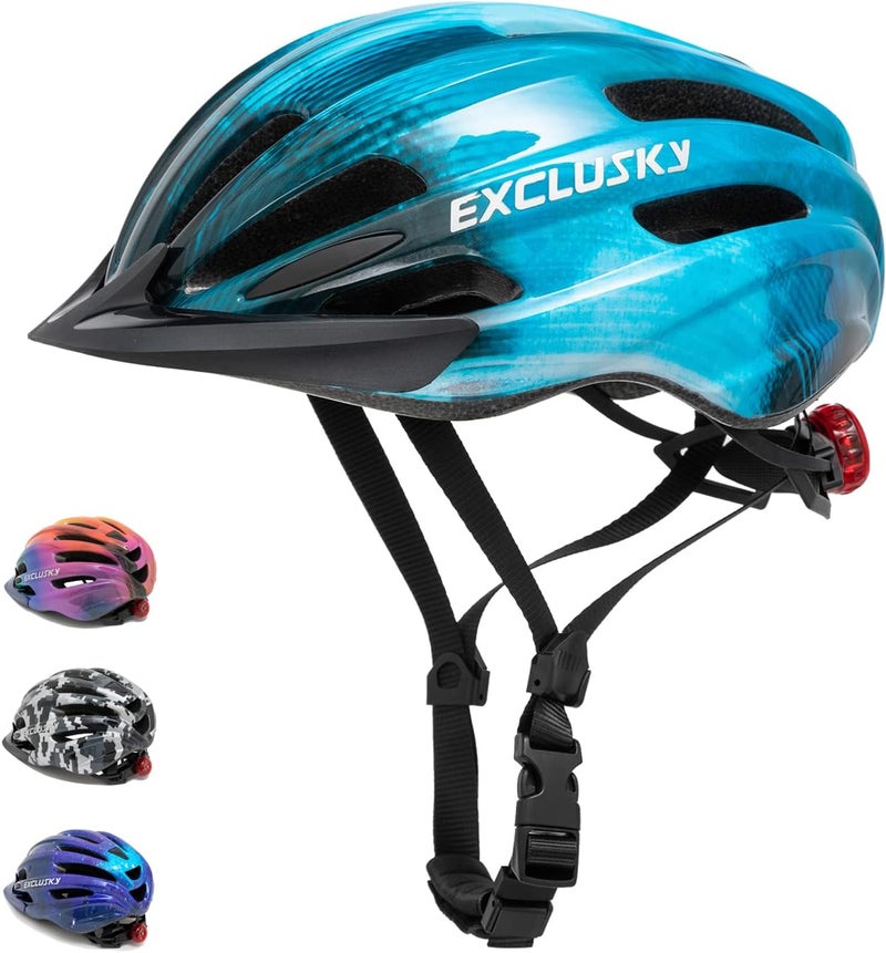 EXCLUSKY Kids Bike Helmet with LED Light – Adjustable Multi-Sport Youth Helmet for Boys & Girls, Ages 5-12, Fits 50-57cm, Cycling Safety Gear - Image 1